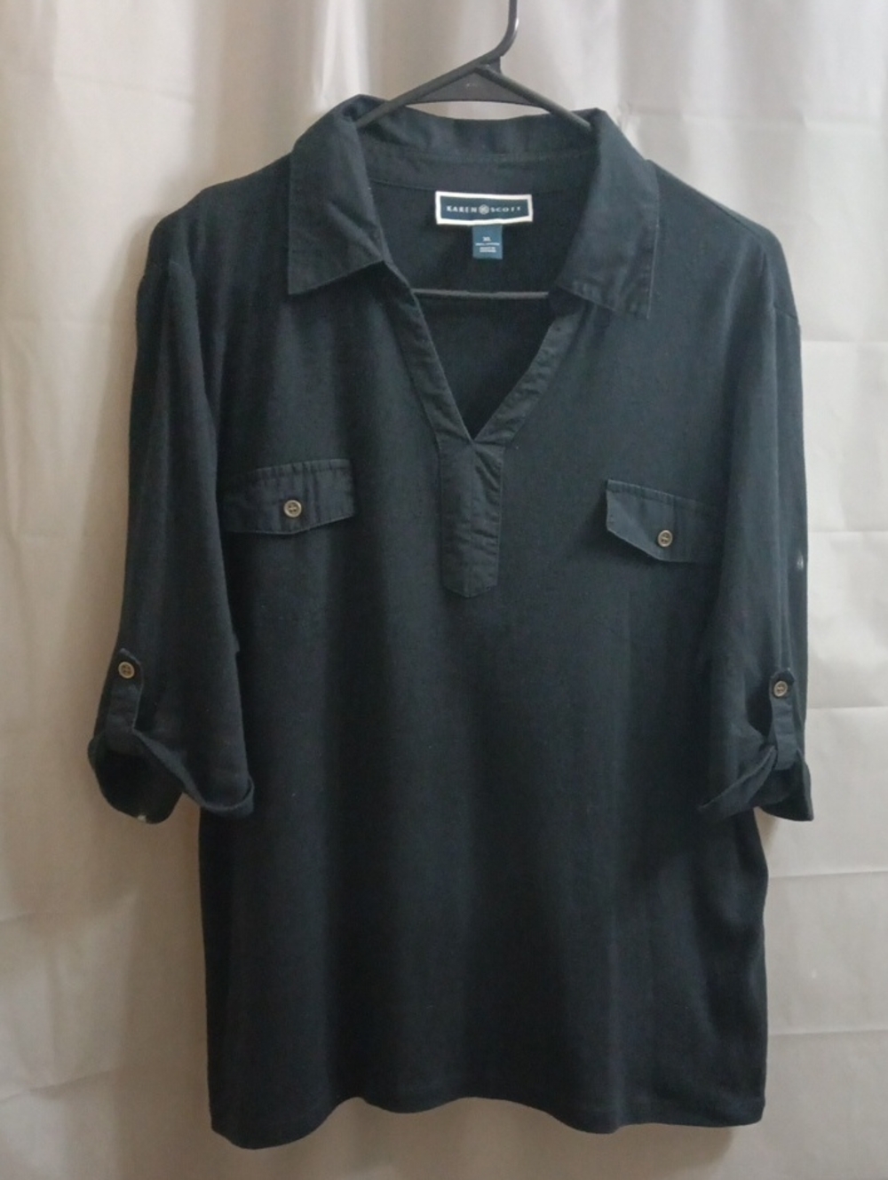 Karen Scott Black Casual Button-Detail Shirt
